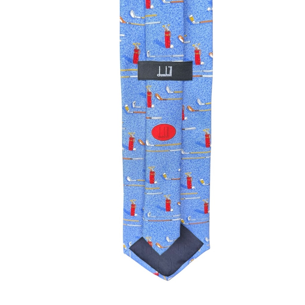 Dunhill Men's Neck Tie 100% Silk Golf Motif Made In Italy - Picture 4 of 8